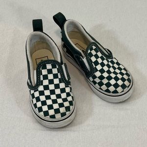 Toddler Kids Vans Mountain View green checkered slip on shoes size 6